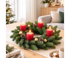 Relaxdays Advento vainikas iš liejamo plastiko, žalias, skersmuo 30, 40 arba 60 cm