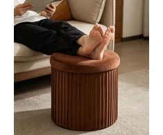 Relaxdays Aksominis daiktadėžės pufas