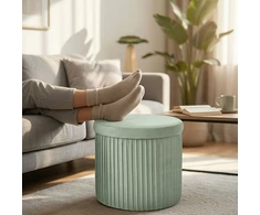 Relaxdays Aksominis daiktadėžės pufas