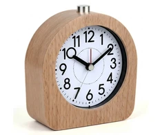 Relaxdays Analoginis žadintuvas iš buko medienos prie lovos, tylus mechanizmas, atidėjimo funkcija