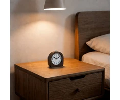 Relaxdays Analoginis žadintuvas iš buko medienos prie lovos, tylus mechanizmas, atidėjimo funkcija