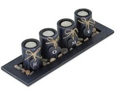 Relaxdays Arbatinių žvakių laikiklių rinkinys, 10,5x39,5x13 cm, juoda