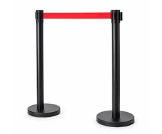Relaxdays Barjeriniai stulpeliai su 3 m audinine juosta, nerūdijantis plienas, 90 cm