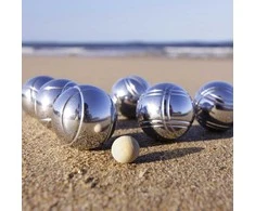 Relaxdays Boules rinkinys, 20x28x9 cm, natūralus, sidabro spalvos