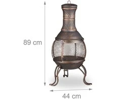 Relaxdays Chiminea Varis/Juoda, Plienas, Ketaus
