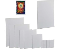 Relaxdays Drobės rinkinys, 12 vnt., 12x18x1,5 cm, 24x30x1,5 cm, 30x40x1,5 cm, 35x50x1,5 cm, 40x60x1,5 cm, balta, medvilnė