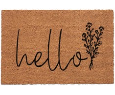 Kodustaar Kokosinis durų kilimėlis "Hello" su gėlėmis