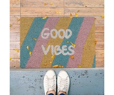 Kodustaar Spalvingas dryžuotas durų kilimėlis „Good vibes“