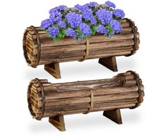 Relaxdays Gėlių dėžė, 18x40x14 cm, ruda, medinė