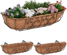 Relaxdays Gėlių dėžės laikiklis, 21x76x22 cm, rudas