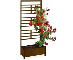 Relaxdays Gėlių lovelis su grotelių atrama, 171x71,5x32 cm, rudas, medinis