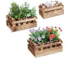 Relaxdays Gėlių vazonų rinkinys, 12x25.5x18.5 cm, natūralios spalvos