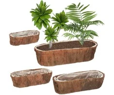 Relaxdays Gėlių vazonų rinkinys, 29x12 cm, 39x14 cm, 48x17 cm, 57,5x20 cm, natūralios spalvos