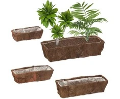 Relaxdays Gėlių vazonų rinkinys, 29x12x9 cm, 39x14x10 cm, 48x17x12,5 cm, 57,5x20x14 cm, natūralios spalvos