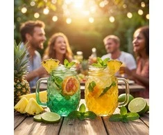 Relaxdays Gėrimų stiklinės su dangteliais, 4 vnt. komplektas