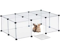 Relaxdays Gyvūnų žaidimų aptvaras, 37x110x75 cm, permatomas juodas baltas, geležis plastikas