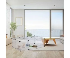 Relaxdays Gyvūnų žaidimų aptvaras, 37x110x75 cm, permatomas juodas baltas, geležis plastikas