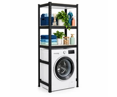 Relaxdays Juoda skalbimo mašinos lentyna, plienas ir MDF, iki 200 kg