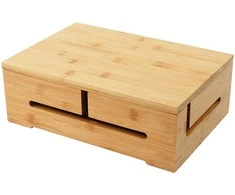 Relaxdays Kabelių laikymo dėžutė, 11x32x22 cm, Bambukas
