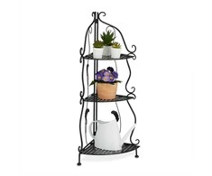 Relaxdays Kampinė lentyna, 82.5x30x30 cm, Juoda, Metalas