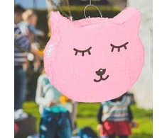 Relaxdays Katės piñata rinkinys, 34x37x9.5 cm, rožinė, popierinis kartonas