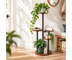 Relaxdays Kelių pakopų gėlių vazonų lentyna su apvaliomis lentynomis ir stabiliu pagrindu