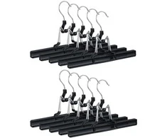 Relaxdays Kelnės pakabos, 15,8x26x3 cm, juoda, metalas
