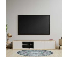 Relaxdays Kilimėlis, apvalus mandalos raštas, 120 cm, smėlio spalvos