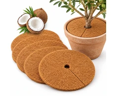 Relaxdays Kokoso pluošto diskai gėlėms, 5 vnt. rinkinys, 10 mm storio su anga ir plyšiu