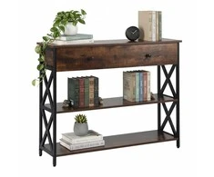 Relaxdays Konsolinis stalas, 80x100x30 cm, Ruda Juoda