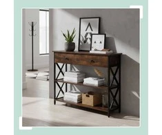 Relaxdays Konsolinis stalas, 80x100x30 cm, Ruda Juoda
