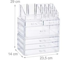 Relaxdays Kosmetikos organizatorius, 29x23,5x14 cm, skaidrus