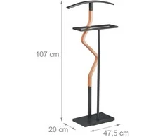 Relaxdays Drabužių stovas kostiumui 107 cm pilka/natūrali