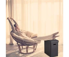 Relaxdays Daiktadėžė taburetė iš juodos dirbtinės odos