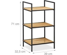 Relaxdays Laisvai pastatoma bambukinė ir metalinė lentyna