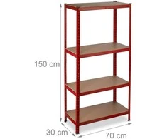 Relaxdays Didelės apkrovos lentynų stovas 150 cm raudonas
