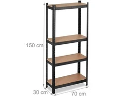 Relaxdays Didelės apkrovos lentynų stelažas 150 cm juodas