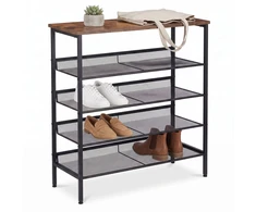 Relaxdays Metalinis ir MDF batų stovas, 5 lentynos