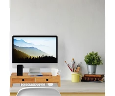 Laikiklis Relaxdays Monitoriaus stovas, 12x56x27 cm, rudas