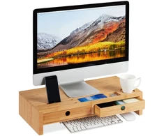 Laikiklis Relaxdays Monitoriaus stovas, 12x56x27 cm, rudas