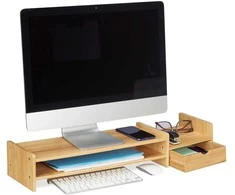 Laikiklis Relaxdays Monitoriaus stovas, 12x70x19 cm, natūrali mediena