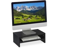 Laikiklis Relaxdays Monitoriaus stovas, 14x40x23,5 cm, juodas