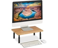 Laikiklis Relaxdays Monitoriaus stovas, 42x26,5 cm, natūralus, juodas