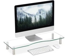 Laikiklis Relaxdays Monitoriaus stovas, grūdintas stiklas, 70x24x9 cm