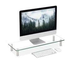 Laikiklis Relaxdays Monitoriaus stovas, stiklas, 70x24x9 cm