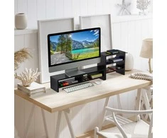 Laikiklis Relaxdays Monitoriaus stovas su lentyna, 28x75,5x20 cm, juodas