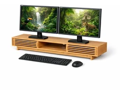 Relaxdays Monitoriaus stovėjas 3 skyreliai Bambukas