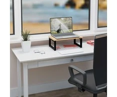 Laikiklis Relaxdays Monitoriaus stovėklas, 15x40x23 cm, Natūrali, Juoda
