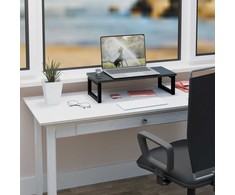 Laikiklis Relaxdays Monitoriaus stovėtojas, pramoninio stiliaus, 15x55x23 cm, juodas