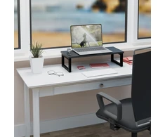 Laikiklis Relaxdays Monitoriaus stovėtojas, pramoninio stiliaus, 15x55x23 cm, juodas